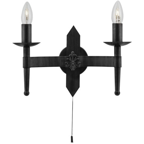 Applique Industrial-Nordico Cartwheel Ii Ferro Nero 2 Luci E14