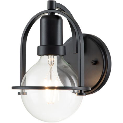 Applique Industrial Nordico Somerset Acciaio Nero 1 Luce E27 60W K Lm