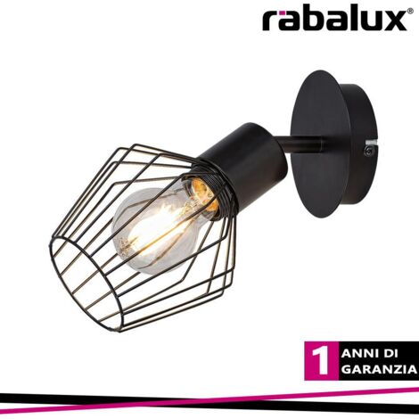 Applique industriale a gabbia nera E27 Belano Rabalux 3534