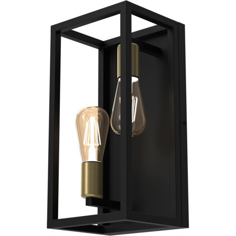 Applique industriale Frame nera ottone 2xE27 Luminex