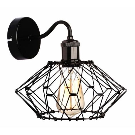 Applique industriale nera in metallo gabbia E27 40W