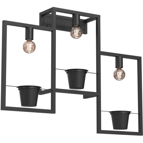 Applique industriale nera opaca Flores 3xE27 Luminex