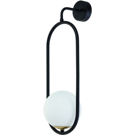 Applique industriale nera ovale sfera vetro E14 Jupiter