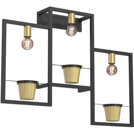 Applique industriale nero oro Flores 3xE27 15W Luminex