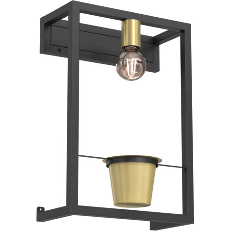 Applique industriale nero-oro Flores E27 15W Luminex