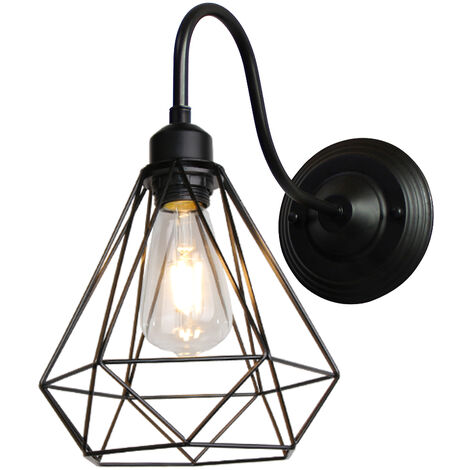 Applique Industrielle Applique Murale Interieur Cage Lampe Suspension vintage Luminaire pour Maison de Champagne Café Loft Cuisine Salon et chambre d'hôtel (Noir)