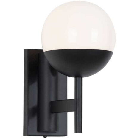 Applique industrielle noire globe opale Dallas 1xE14