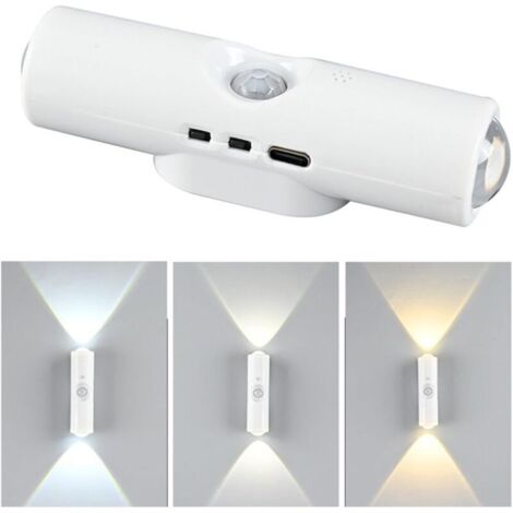 Applique intelligente con sensore di movimento e supporto magnetico, luce notturna a LED ricaricabile tramite USB per camera da letto, corridoio, scale e armadio, facile installazione, luminosità rego