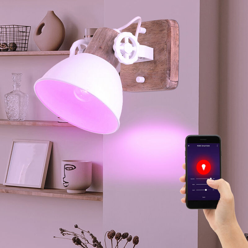 Image of Lampada da parete intelligente Lampada spot da soggiorno dimmerabile controllabile dal telefono cellulare in un set che include lampade a led rgb