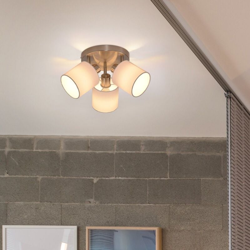 Applique Intérieur Vintage Gbly Applique 3 Spots Rétro E14 Pivotant Eclairage mural Applique industrielle Ecran tissu MAX.25W Argent pour hall