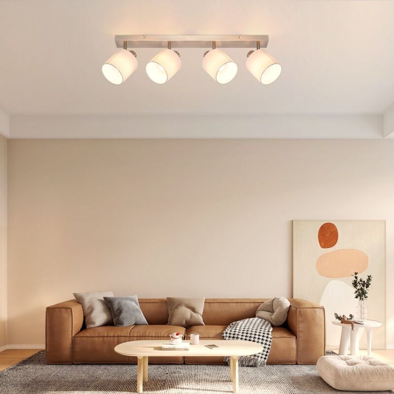 Applique Intérieur Vintage Gbly Applique 4 Spots Rétro E14 Pivotant Eclairage mural Applique industrielle Ecran tissu MAX.25W Argent pour hall