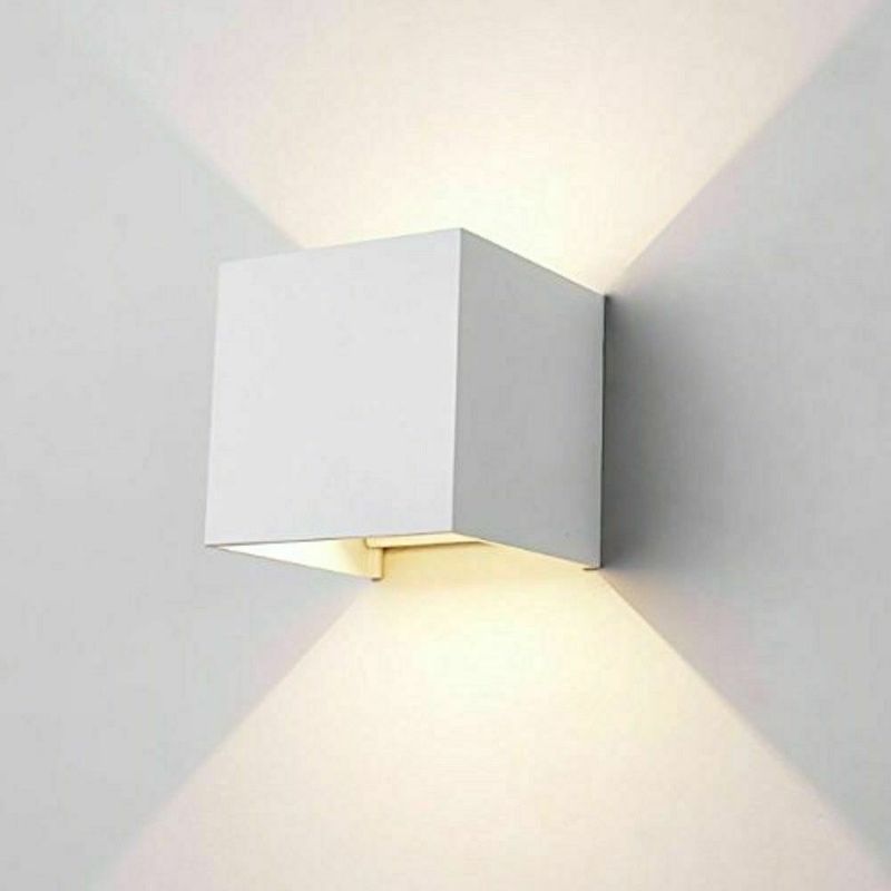 Image of Applique interno esterno led cubo lampada parete muro 10W doppia luce natural 27