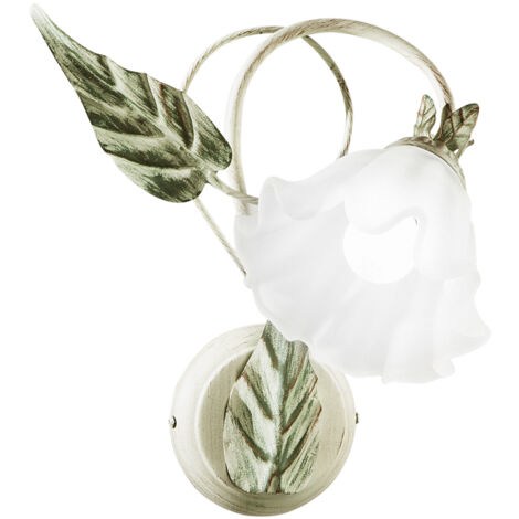 "Applique ISOTTAin metallo avorio e diffusore in vetro bianco"