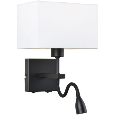 Applique Italux Norte nera opaca doppia luce LED E27