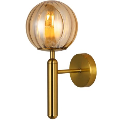 Applique Italux Ravena moderna ottone ambra vetro E27