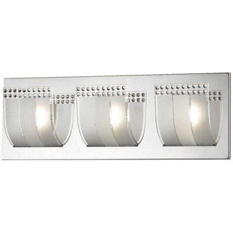 Applique Italux Roto cromata 3 luci G9 vetro bianco