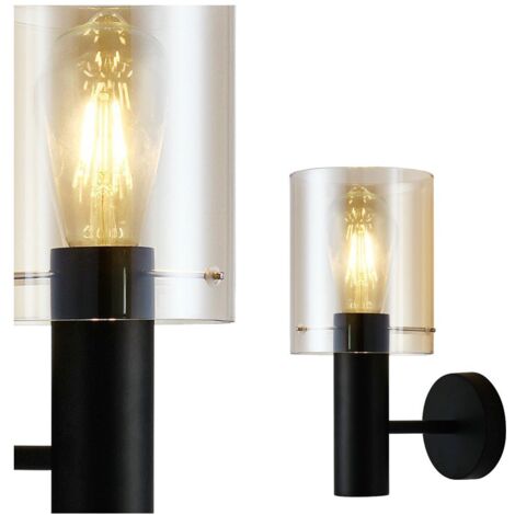 Applique Italux Sardo moderna nera ambra E27 1 luce