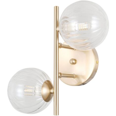 Applique Italux Toledo oro, 2 globi in vetro, 2xG9 5W