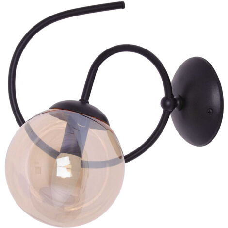 Applique Kaja FLORO nera metallo vetro ambra E14 1L