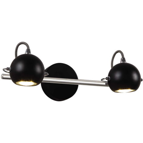 Applique Kaja Salva nero/cromo 2 luci orientabili GU10