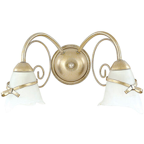 Applique Kokarda oro patinato doppia 2 vetri E14 Luminex
