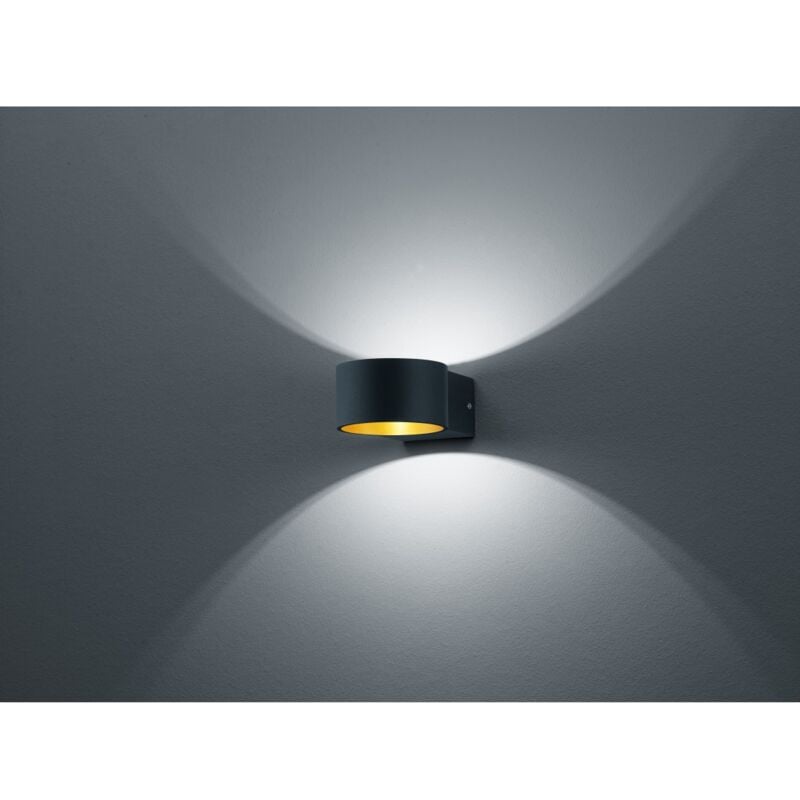 Iperbriko - Applique Lacapo Noir et Or Led Double Lumière Trio Lighting