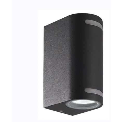 Applique lampada da esterno Nera per parete balcone a doppia emissione e attacchi GU10