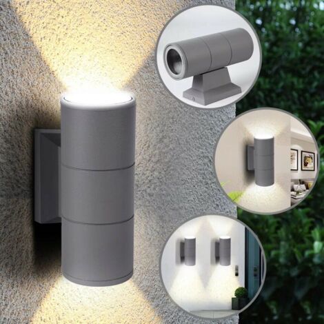 Applique Lampada da Muro Parete LED con doppia emissione GU10 per esterno IP65Colore Applique Lampada Grigia