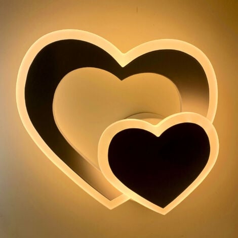 APPLIQUE LAMPADA DA MURO PER INTERNO A PARETE MODERNO DOPPIO CUORE CON LED 12W