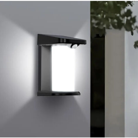 Applique lampada da parete a LED luce fredda da muro con pannello a ricarica solare e sensore movimento