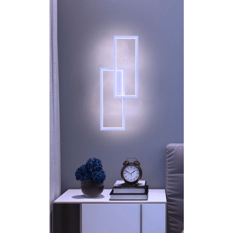 Image of Applique Lampada da parete per interni luce muro a led 32W moderna con doppio rettangolo luminoso Luce bianca fredda 6500K
