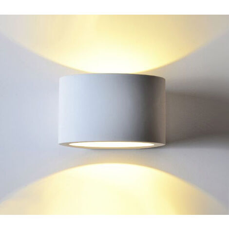 Applique lampada interno ovale gesso bianco moderno doppia luce Dr GS-5016
