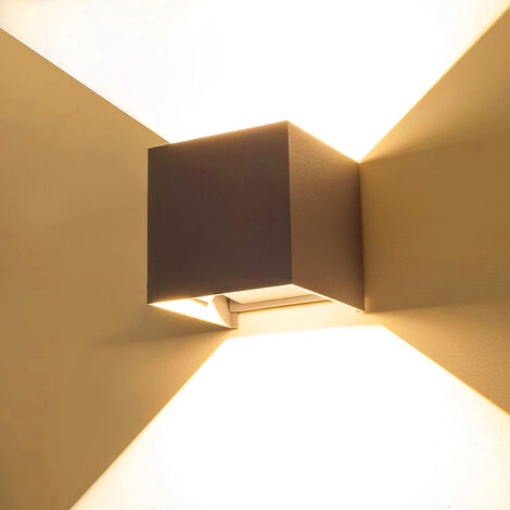 Applique lampada led 12W Grigio per esterni cubo IP65 doppia luce regolabile calda 3000K