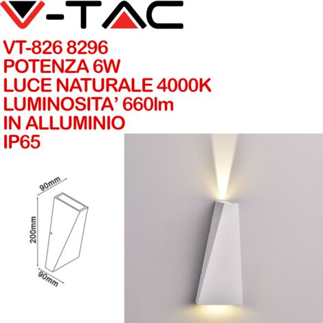 Applique Lampada LED da Muro Piramide 6W 4000K Carcassa Bianca Doppio Fascio Luminoso Up-Down IP65 SKU-8296