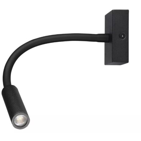 Applique Lampada Led Da Parete Hotel Per Lettura 3W 3000K Braccio Flessibile Carcassa Nera SKU-211485