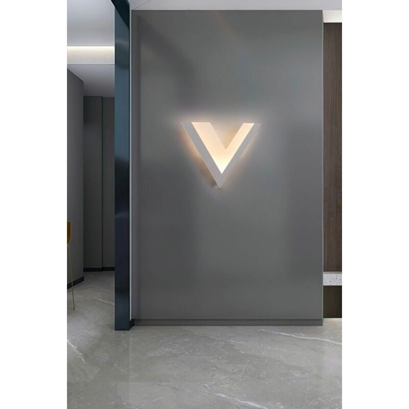 Image of Applique lampada led illuminazione moderna per parete da muro forma di v cambia 3 tonalita' luce bianca
