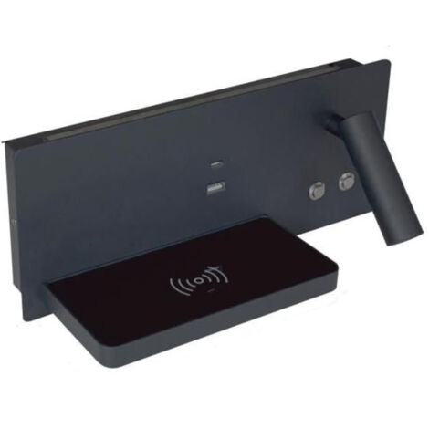 Applique Lampada Letto Parete Ricarica Wireless Nera Luce Naturale FD-27N