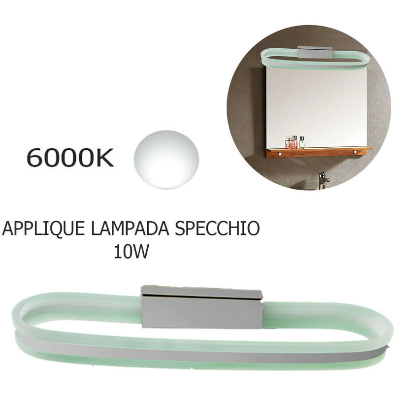 Image of Applique lampada moderno da parete muro specchio 10w bagno 50 led 2835 smd luce luce: bianco freddo 6000k