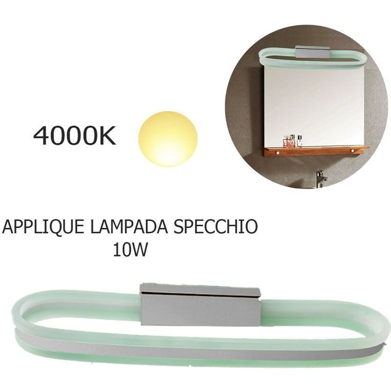 Image of Applique lampada moderno da parete muro specchio 10w bagno 50 led 2835 smd luce luce: bianco naturale 4000k