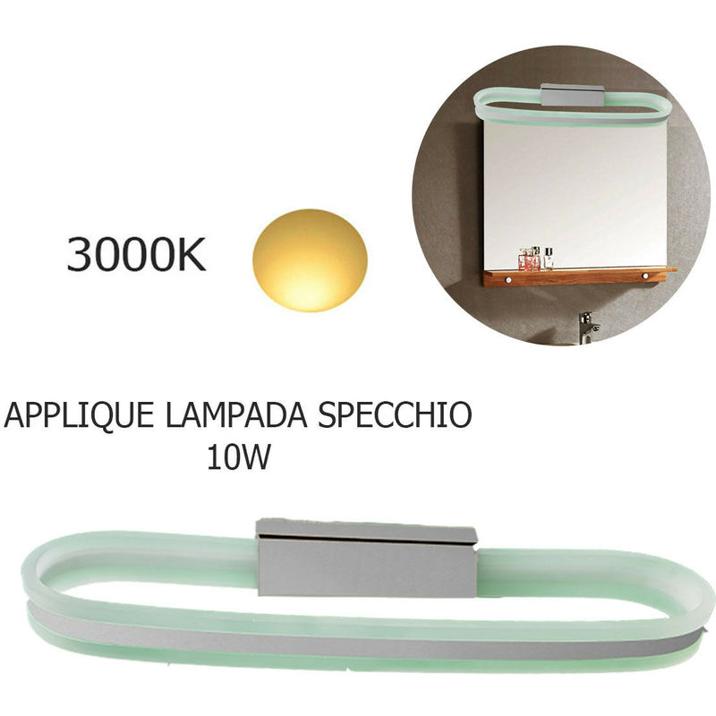 Image of Driwei - Applique lampada moderno da parete muro specchio 10w bagno 50 led 2835 smd luce luce: bianco caldo 3000k