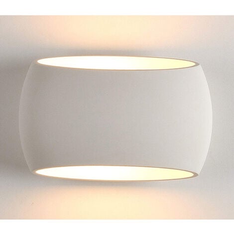 Applique Lampada Parete Gesso Interno Rettangolo Bianco Moderno Doppia Luce 5021