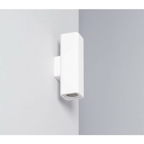 Applique Lampada Parete Interno Cilindro Gesso Bianco Moderno Doppia Luce GS5038
