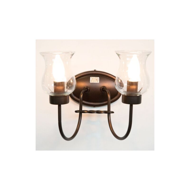 Image of Cruccolini - Applique lampada plafoniera lanterna cult a 2 luci cm40x25x25 nero ruggine