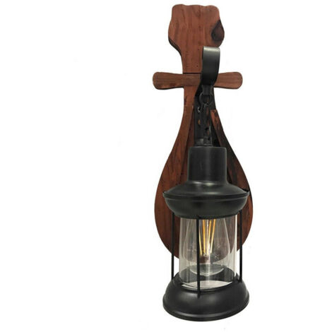 Applique Lanterne En Bois Style Vintage E27 Lampe Industrielle E30