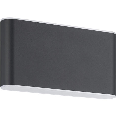 Applique Larga Esterno Moderna Grutti Alluminio Grigio Policarbonato Trasp Led