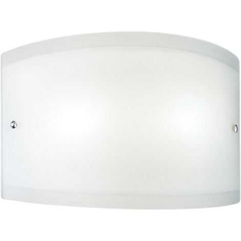 Applique Lecce verre satiné blanc 35x12cm, 1xE27 max 42W, structure métal chromé, IP20, style épuré, ampoule non incluse