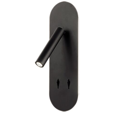 Applique LED 10 cm in metallo Nero retroilluminato con faretto orientabile PLATE