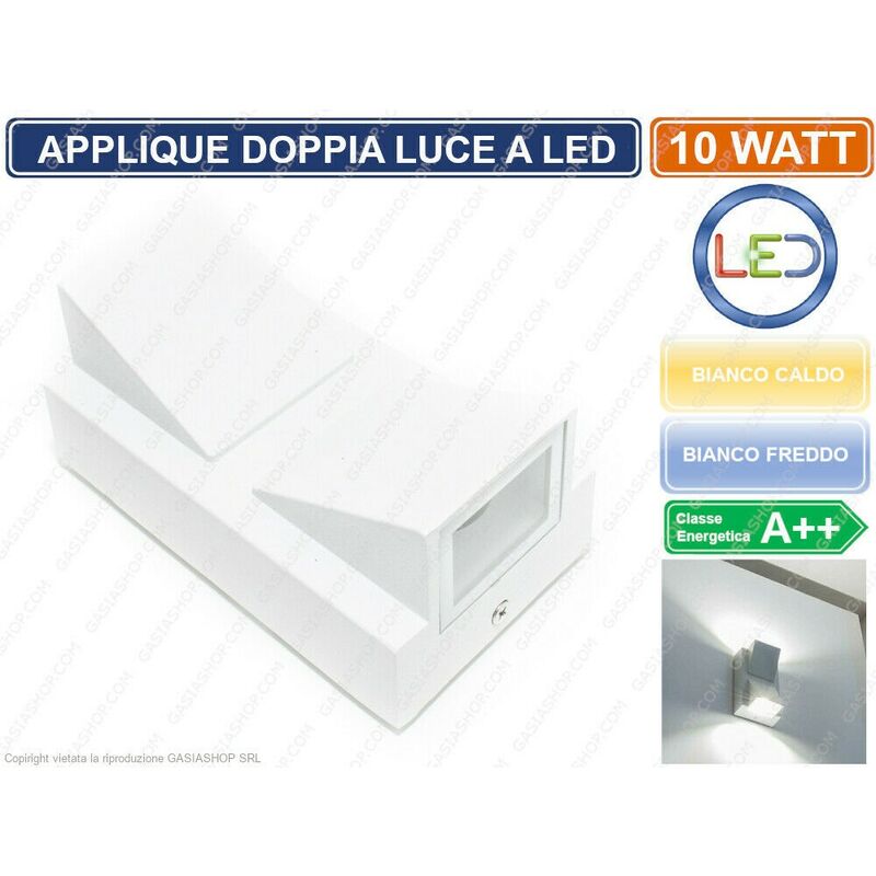 Image of Lampada applique a muro 10 watt doppia emissione luminosa 900 lumen da esterno colore bianco 3000K 6500K - Colore Luce: Bianco Caldo