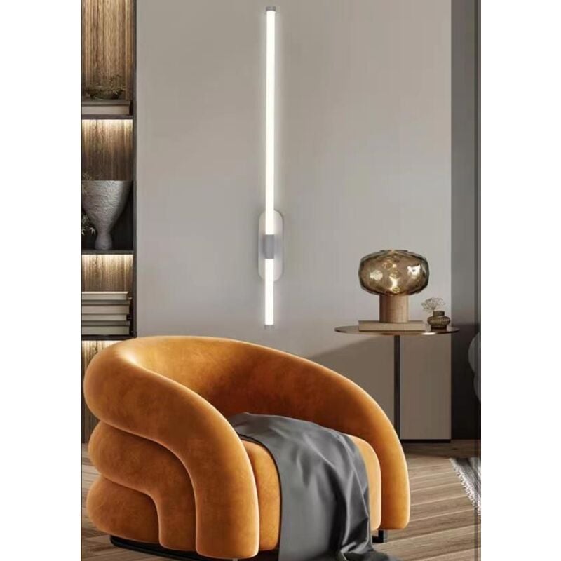 Image of Applique led 12W lineare bianco lampada da parete tubolare verticale orizzontale design moderno minimal luce per camera bagno Naturale
