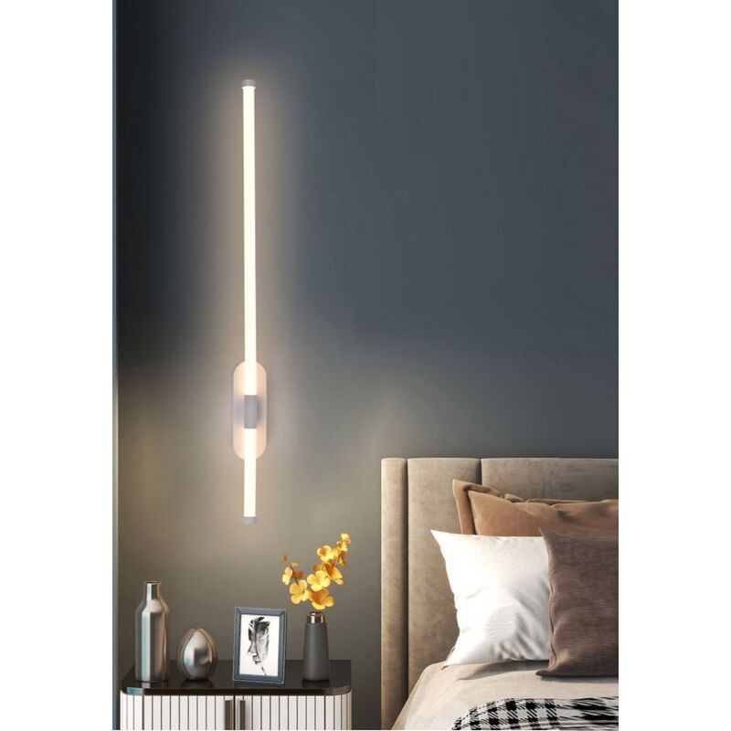 Image of Applique led 12W lineare bianco lampada da parete tubolare verticale orizzontale design moderno minimal luce per camera bagno Calda